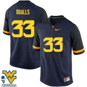 Men's West Virginia Mountaineers NCAA #33 Quondarius Qualls Navy Authentic Nike Stitched College Football Jersey HP15M56UO